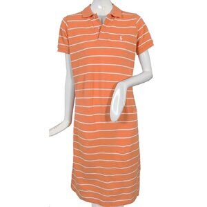NEW Polo Ralph Lauren Dress! XS S Orange with White Stripes Cotton Mesh Fabric